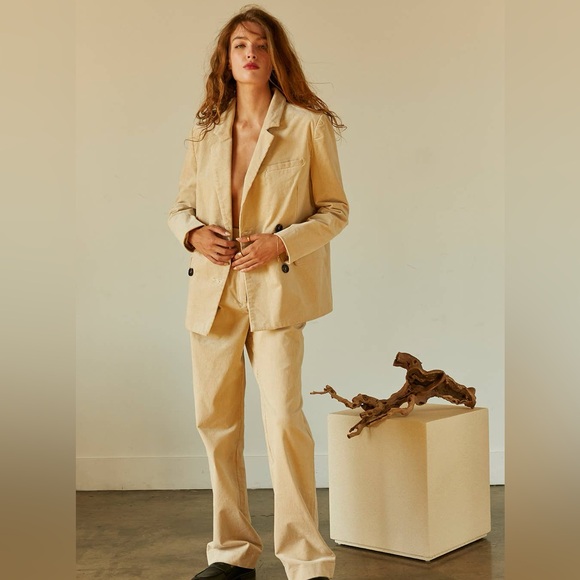 Pierre Corduroy Double Breasted Blazer by Crescent in Tan - Picture 5 of 6